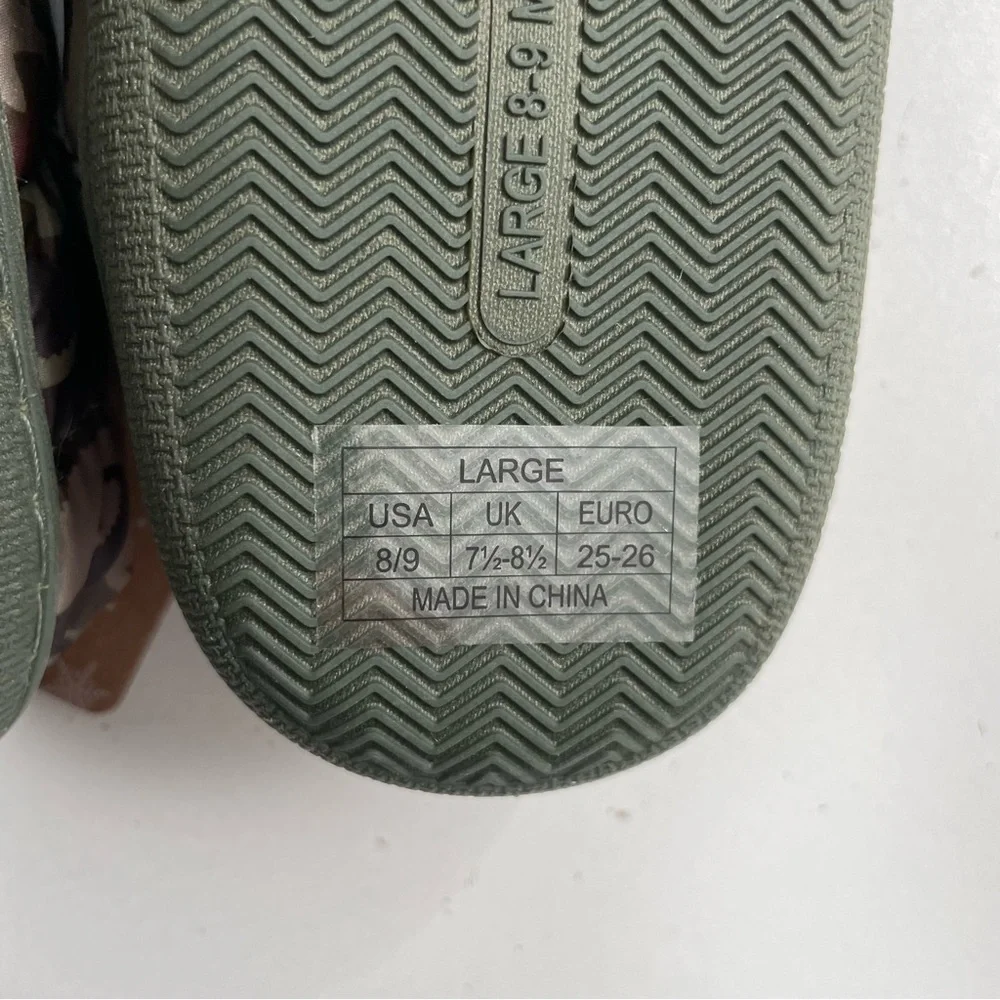 Capelli New York Slippers Dinosaur Camo Lined Traction Soles Olive Army Green